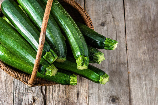 A basket of courgettes