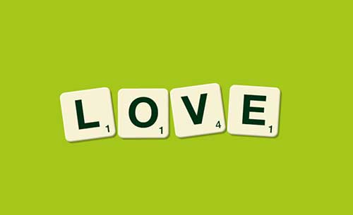 Scrabble tiles : LOVE